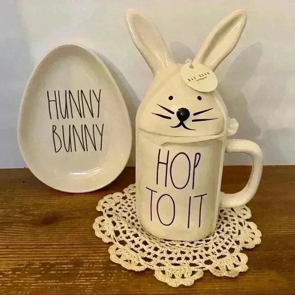 Rae Dunn Bunny Mug and Hunny Bunny Plate set - Picture 1 of 6